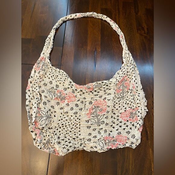 Free People Lightweight Linen Fabric Tote Farmers Market Beach Bag - Picture 3 of 6